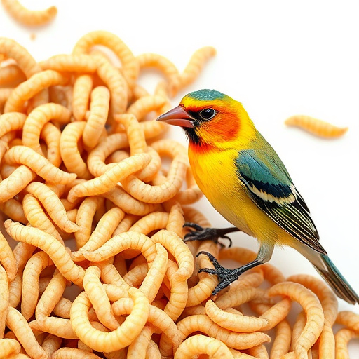 Mixed bird feed with added mealworms