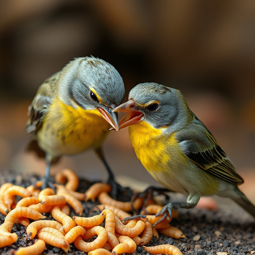Mixed bird feed with added mealworms