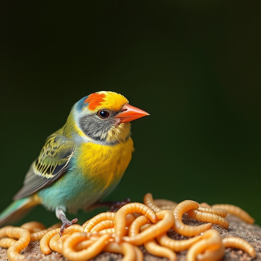 Mixed bird feed with added mealworms