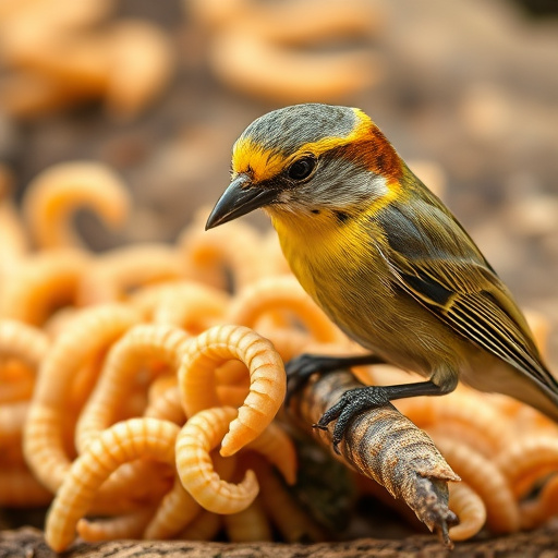 Mixed bird feed with added mealworms