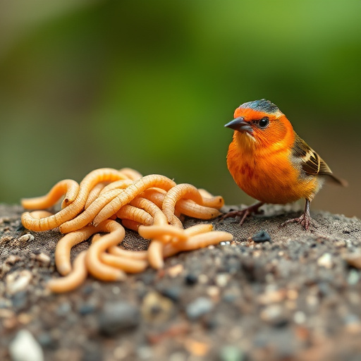 Mixed bird feed with added mealworms