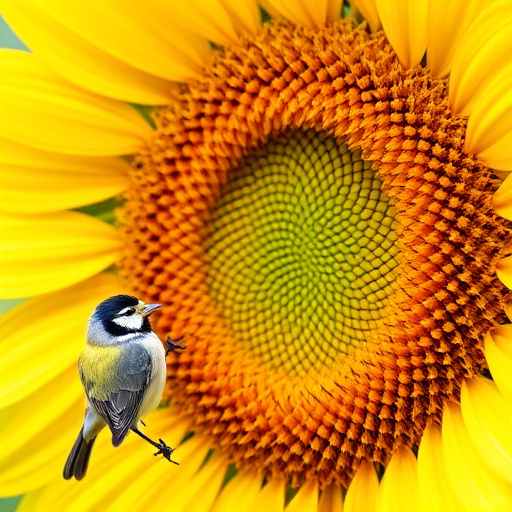 Mixed flock eating sunflower hearts