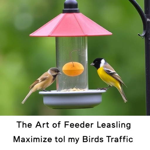 Mixed garden birds eating from peanut feeder