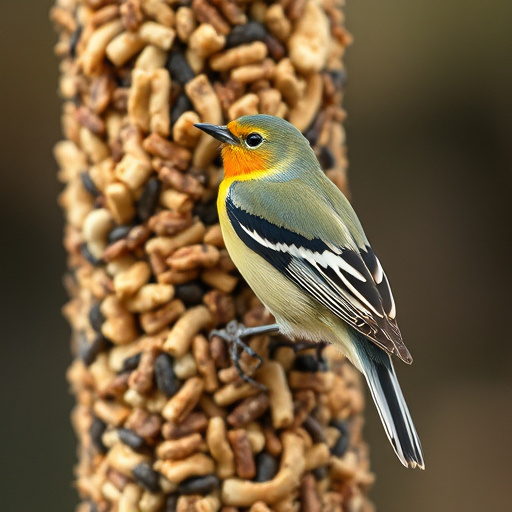 Mixed seeds and suet pellets in tray