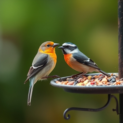 Mixed seeds spilled on garden feeder