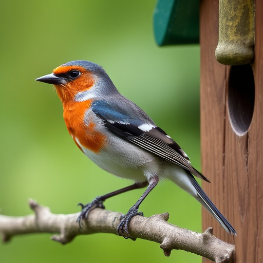 Multi-level bird feeding station in garden
