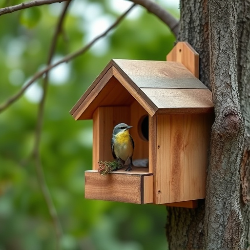 Nest box with entrance hole close-up