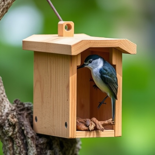Nest box with entrance hole close-up