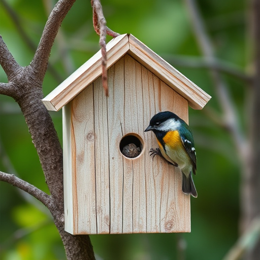 Nest box with entrance hole close-up