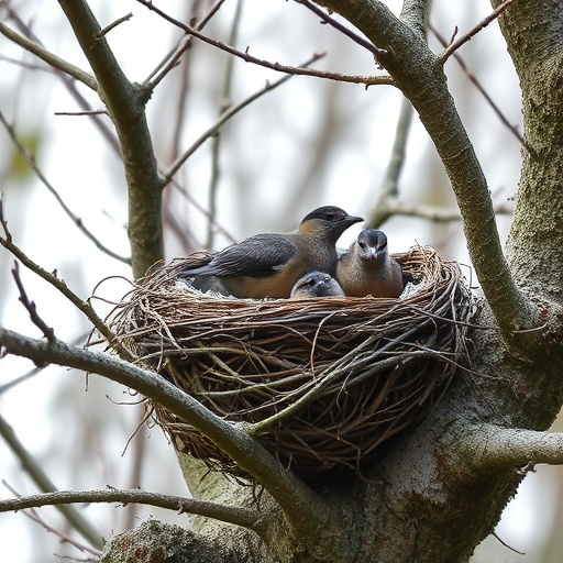 Nesting material scattered on ground