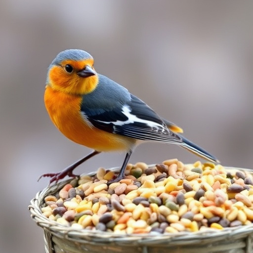 Open bag filled with bird seed mix