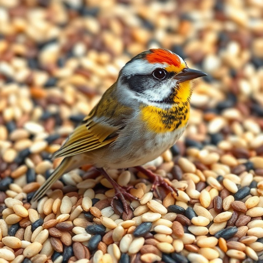 Open bag filled with bird seed mix