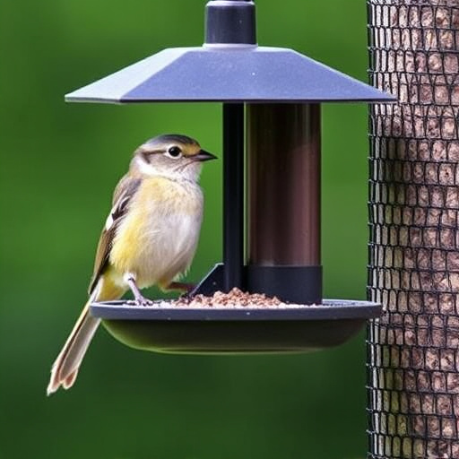 Outdoor feeder surrounded by autumn foliage