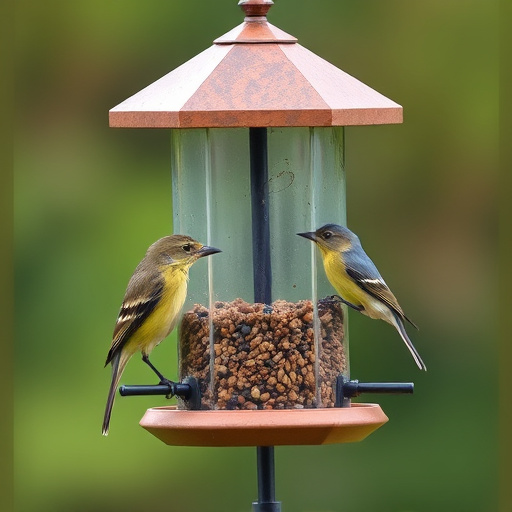 Outdoor feeder surrounded by wire barrier