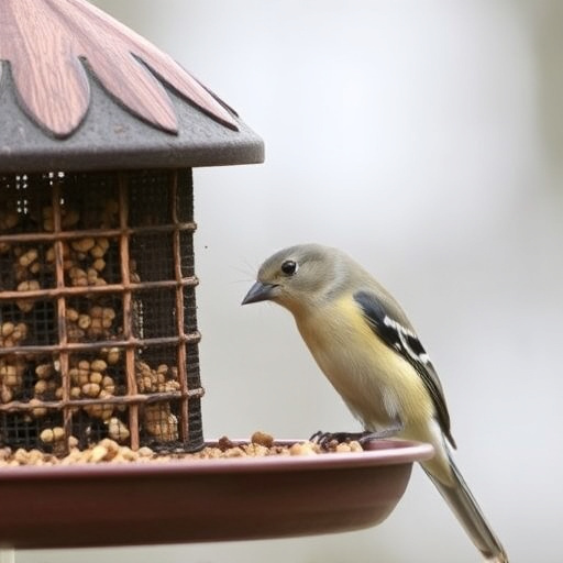 Outdoor feeder surrounded by wire barrier