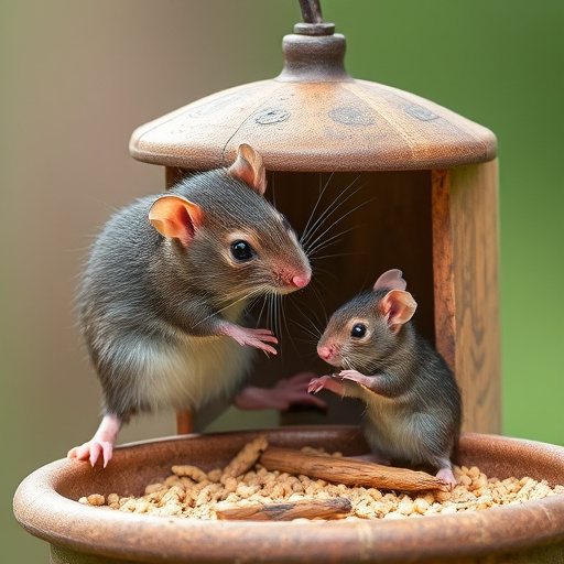 Outdoor feeder surrounded by wire barrier