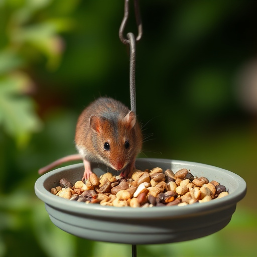 Outdoor feeder surrounded by wire barrier
