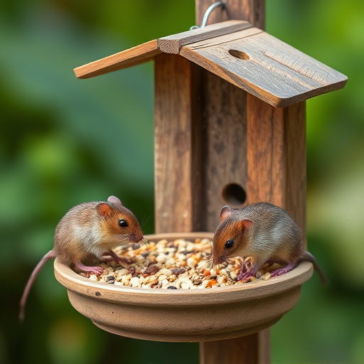 Outdoor feeder surrounded by wire barrier