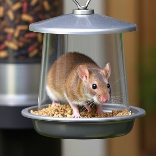 Outdoor feeder surrounded by wire barrier