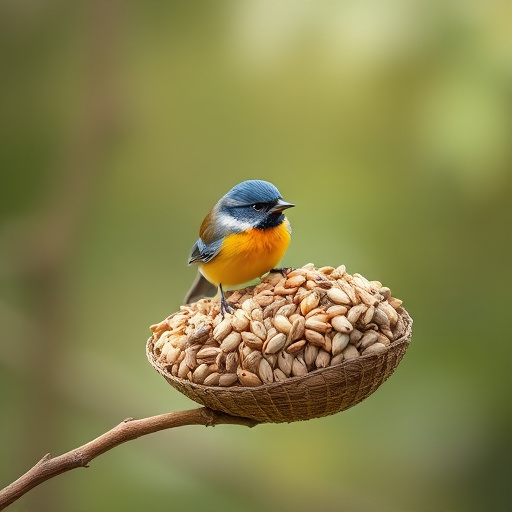 Overflow-free bird feeder with seed mix