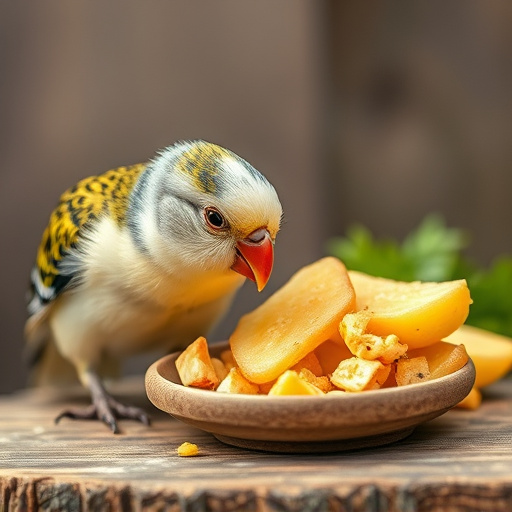 Peanut feeder surrounded by winter garden scenery