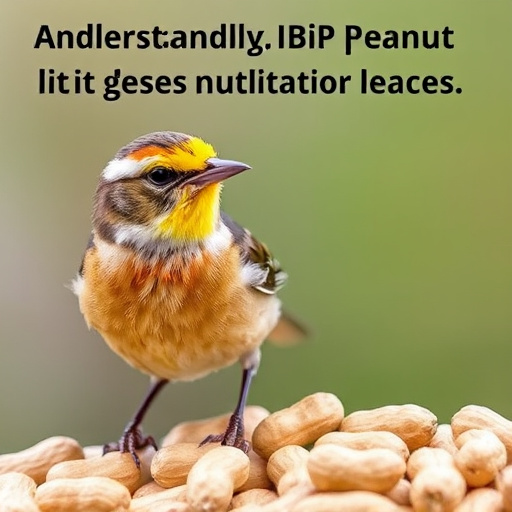 Peanut feeder surrounded by winter garden scenery