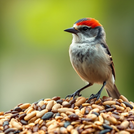 Peanuts for birds in mesh feeder