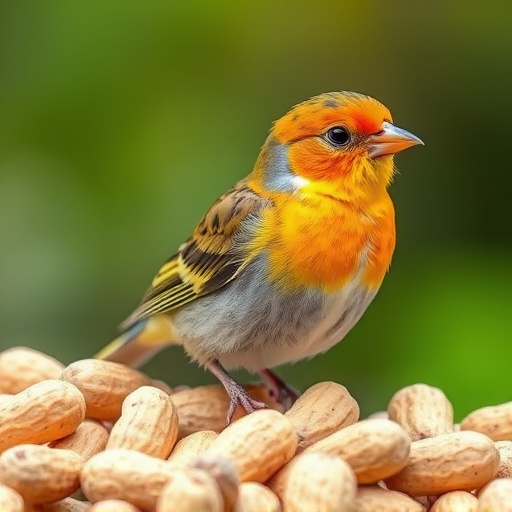 Peanuts scattered on garden feeding tray