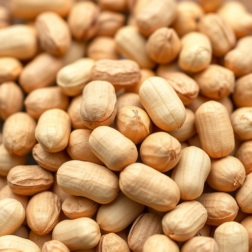 Peanuts spilling from open seed bag