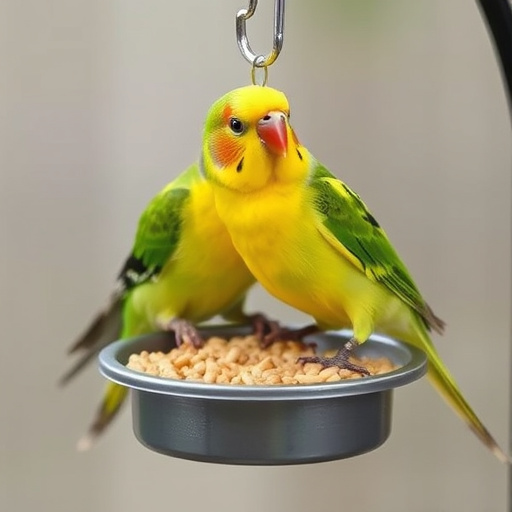 Perching finches enjoying dried mealworms