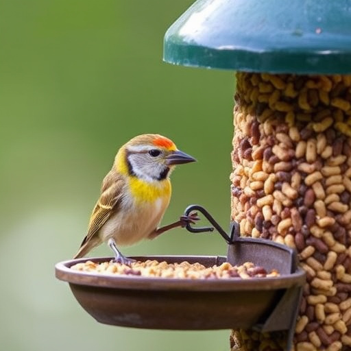 Perching finches enjoying dried mealworms