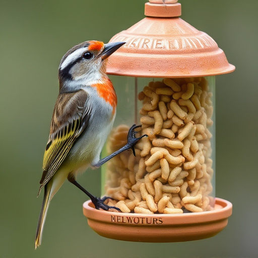 Plastic mealworm tube with bird visitors