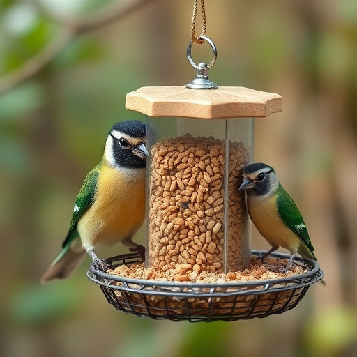Plastic mealworm tube with bird visitors