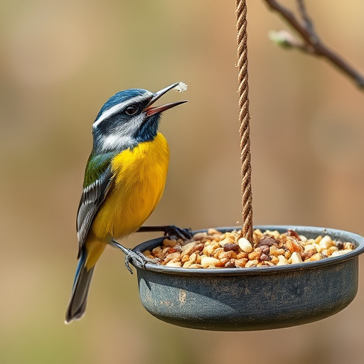 Plastic mealworm tube with bird visitors