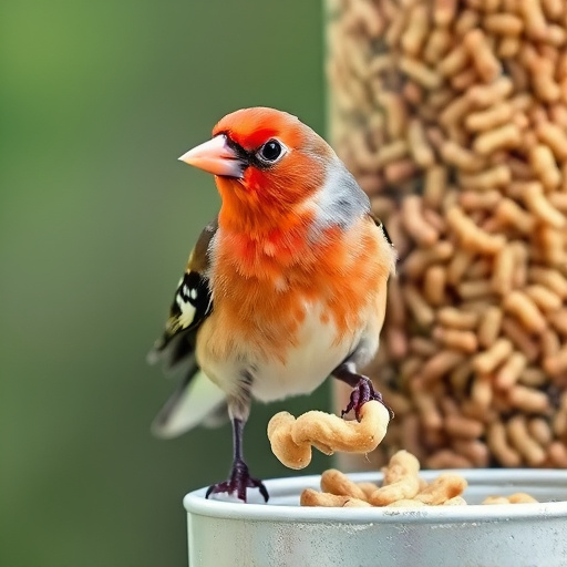 Plastic mealworm tube with bird visitors