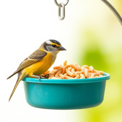 Plastic mealworm tube with bird visitors