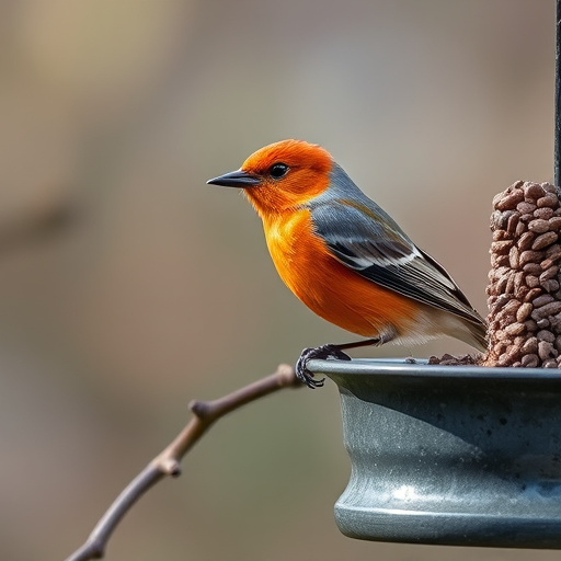Rain cover sheltering ground bird feeding station