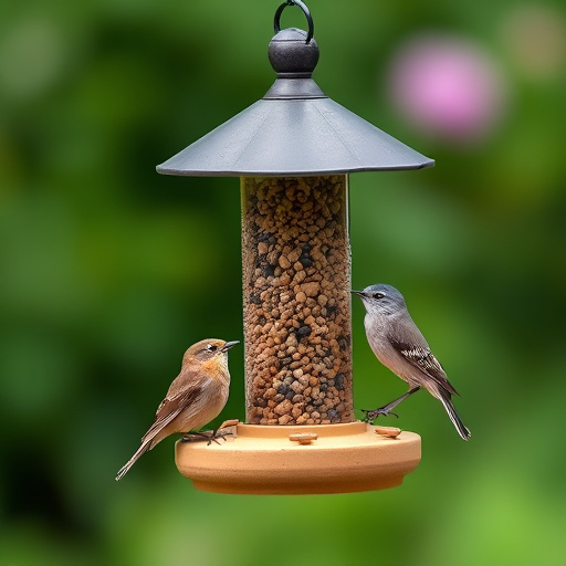 Rain cover sheltering ground bird feeding station