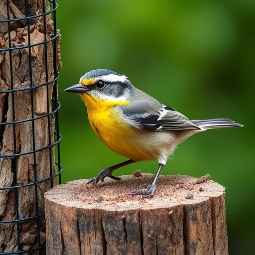 Rain cover sheltering ground bird feeding station