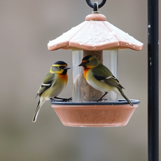 Rainproof feeder hanging in garden