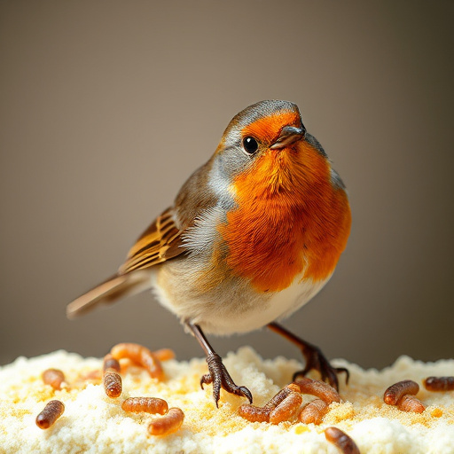 Robin enjoying insect-rich seed mix