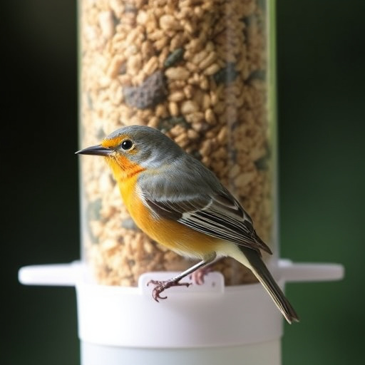 Robin enjoying insect-rich seed mix