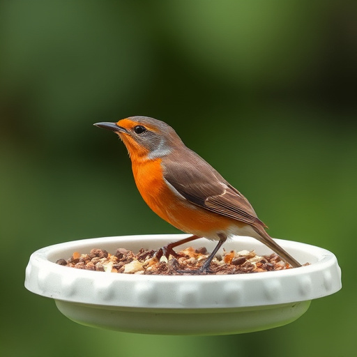 Robin enjoying insect-rich seed mix