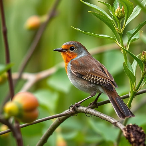 Robin enjoying insect-rich seed mix