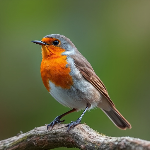 Robin feeding chick in spring nest