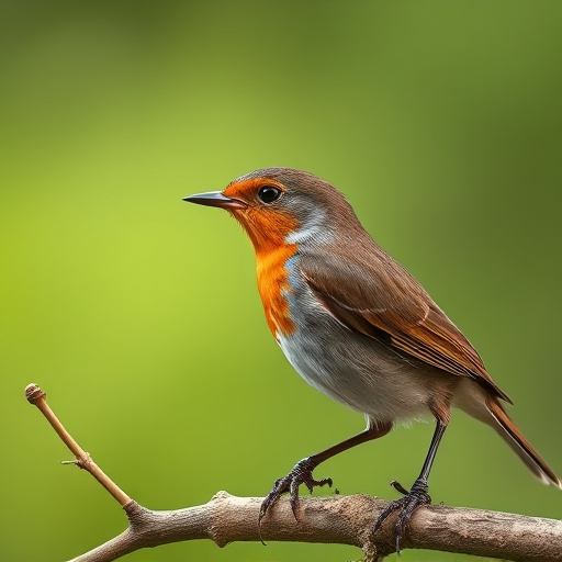 Robin feeding chick in spring nest