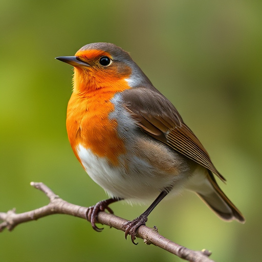 Robin feeding chick in spring nest