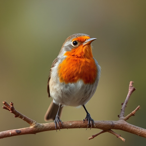 Robin feeding chick in spring nest