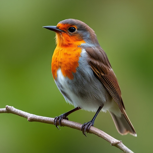 Robin feeding chick in spring nest