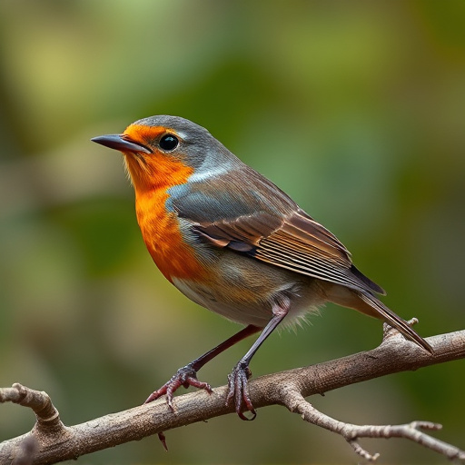 Robin feeding chick in spring nest